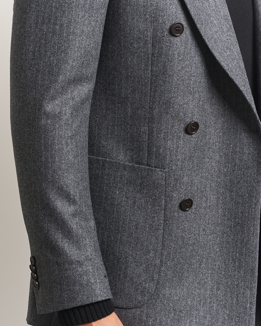 Herre | Blazere & jakker | Tiger of Sweden | Joachim Wool Double Breasted Pinstriped Blazer Silver
