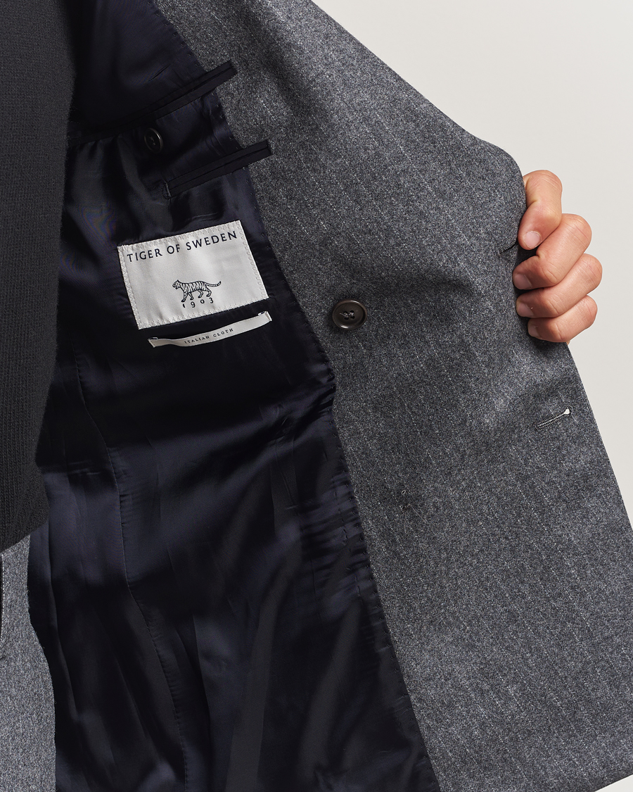 Herre | Blazere & jakker | Tiger of Sweden | Joachim Wool Double Breasted Pinstriped Blazer Silver