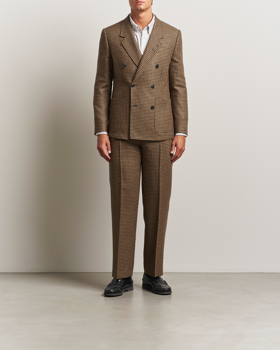 Herre | Bukser | Tiger of Sweden | Todne Swedish Wool Dogtooth Trousers Brown Olive