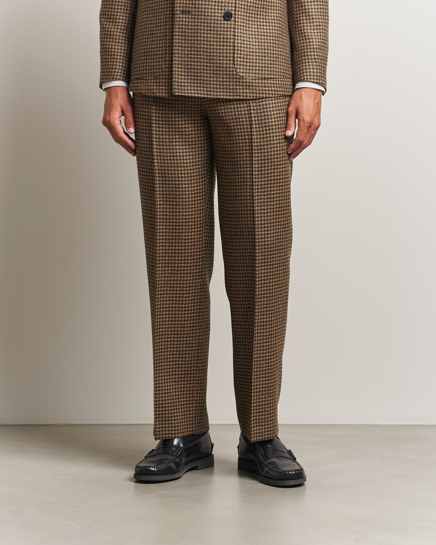 Herre | Bukser | Tiger of Sweden | Todne Swedish Wool Dogtooth Trousers Brown Olive