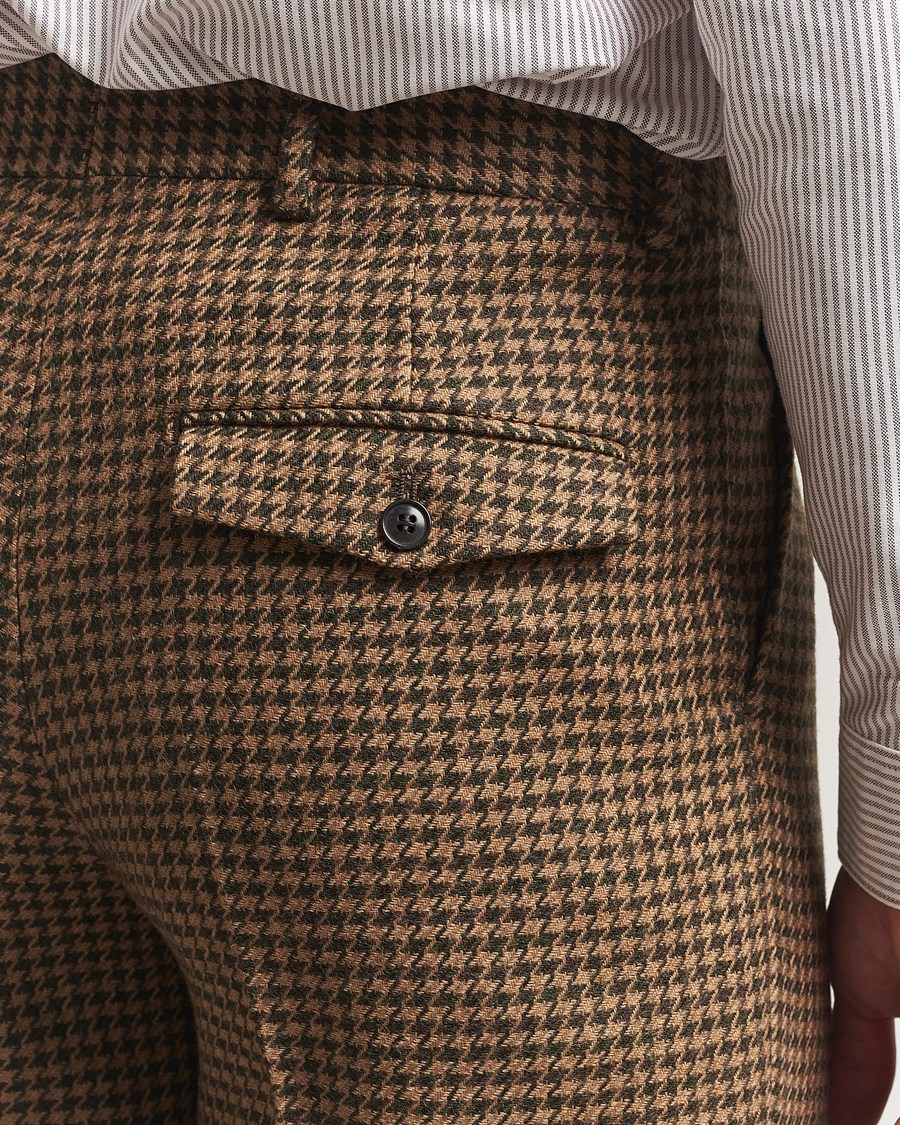 Herre | Bukser | Tiger of Sweden | Todne Swedish Wool Dogtooth Trousers Brown Olive