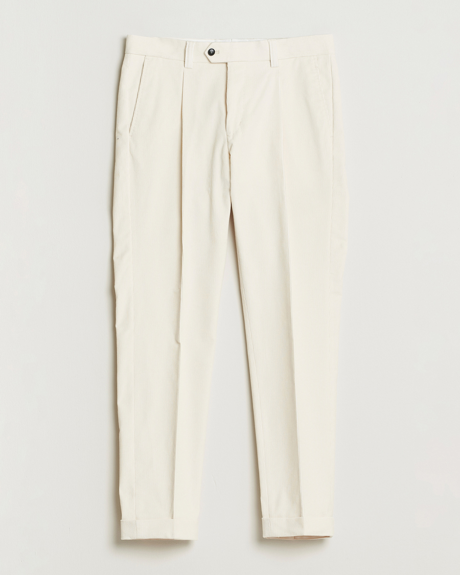 Herre | Bukser | Tiger of Sweden | Tenuta Pleated Corduroy Trousers Light Ivory