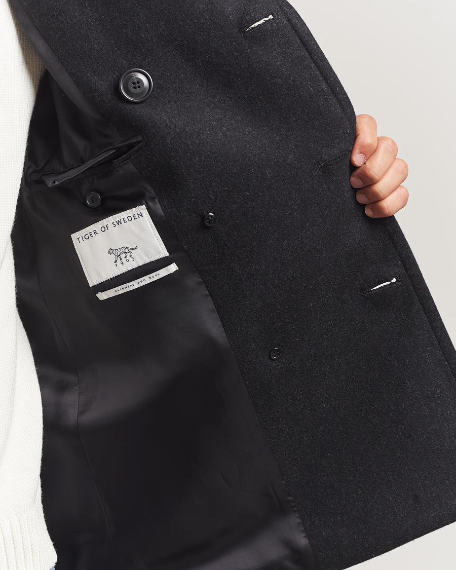 Herre | Jakker | Tiger of Sweden | Mahler Wool/Cashmere Peacoat Charcoal