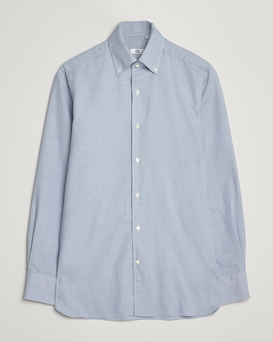 Herre | Skjorter | 100Hands | Micro Houndstooth Flannel Button Down Blue