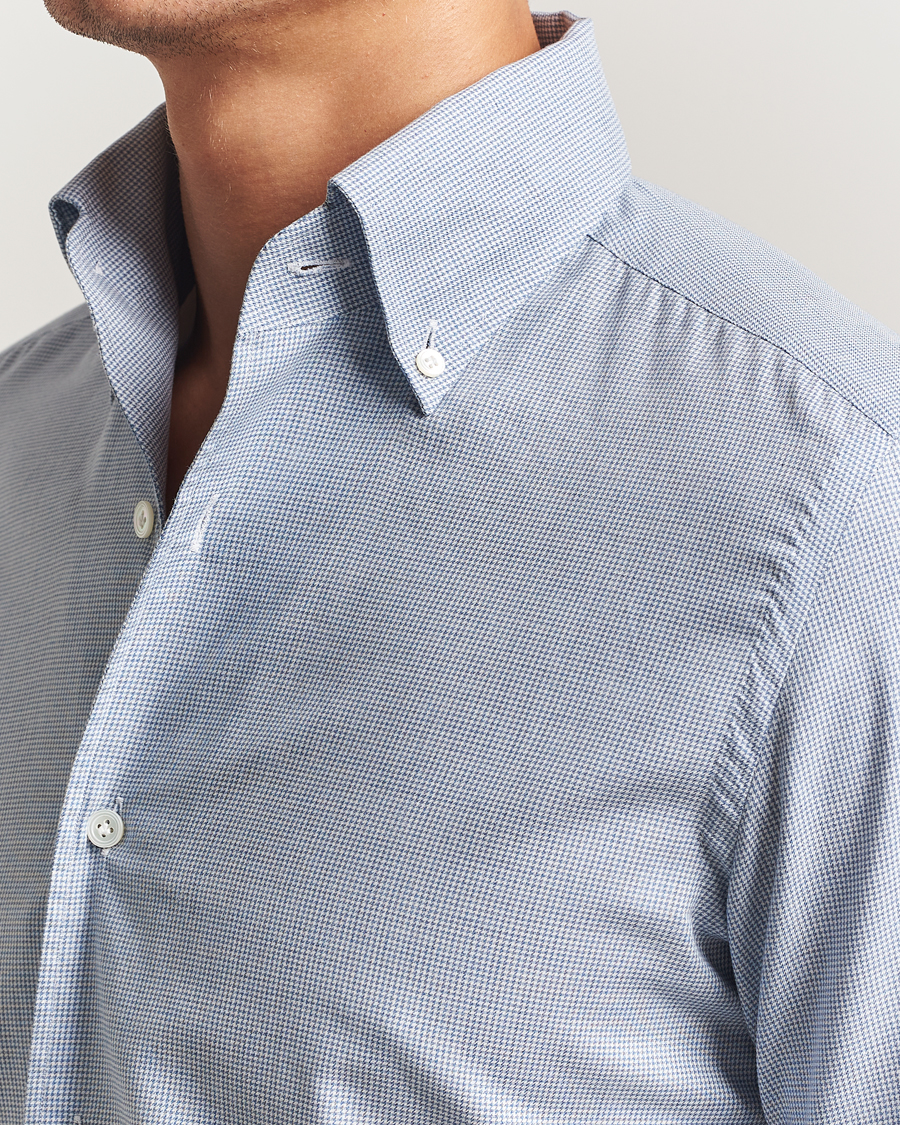 Herre | Skjorter | 100Hands | Micro Houndstooth Flannel Button Down Blue