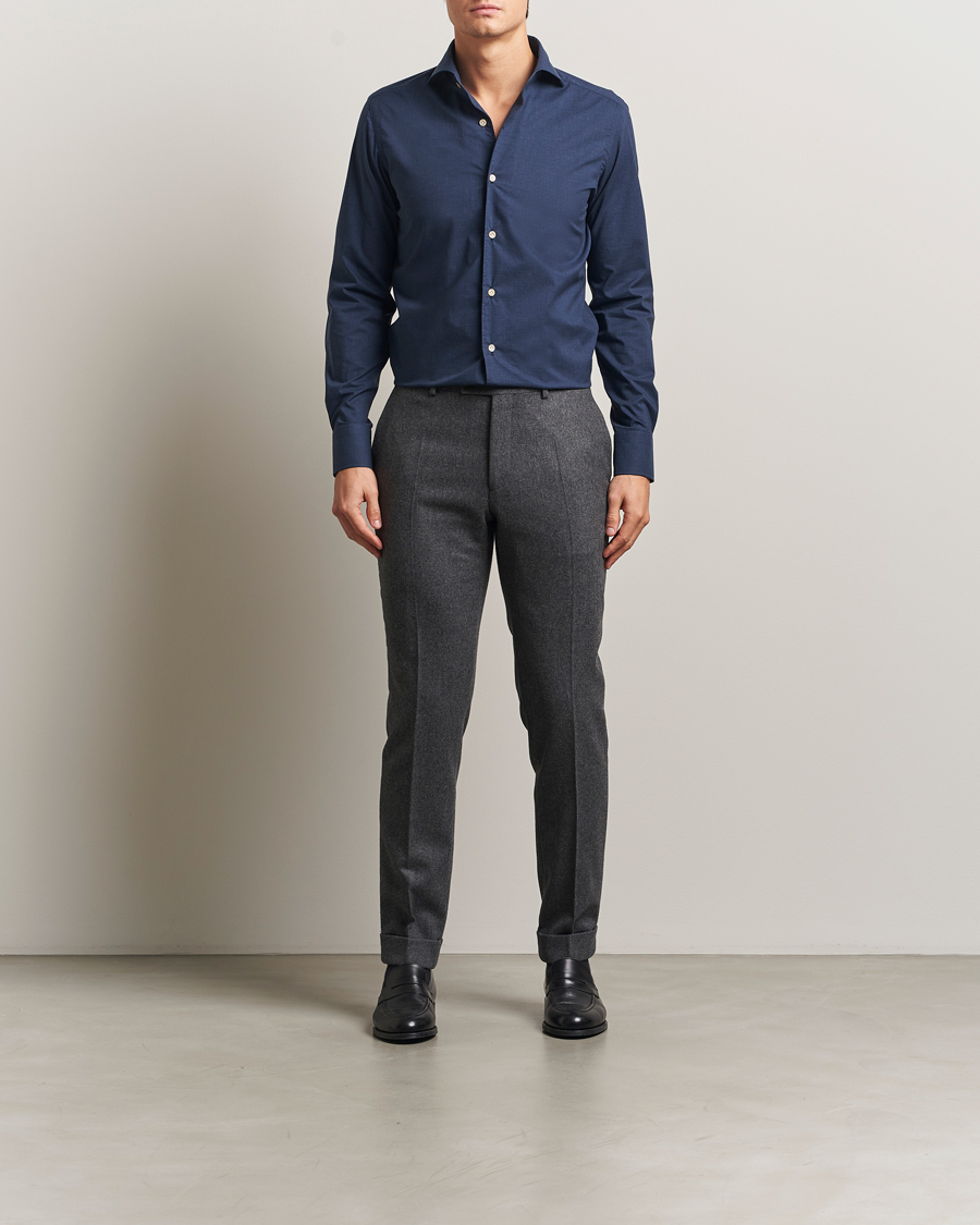 Herre | Skjorter | 100Hands | Cotton Melange Cut Away Shirt Light Blue