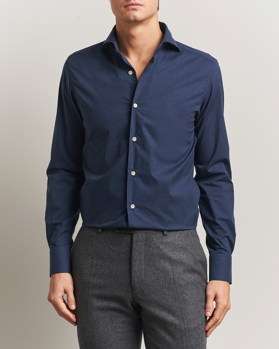 Herre | Skjorter | 100Hands | Cotton Melange Cut Away Shirt Light Blue