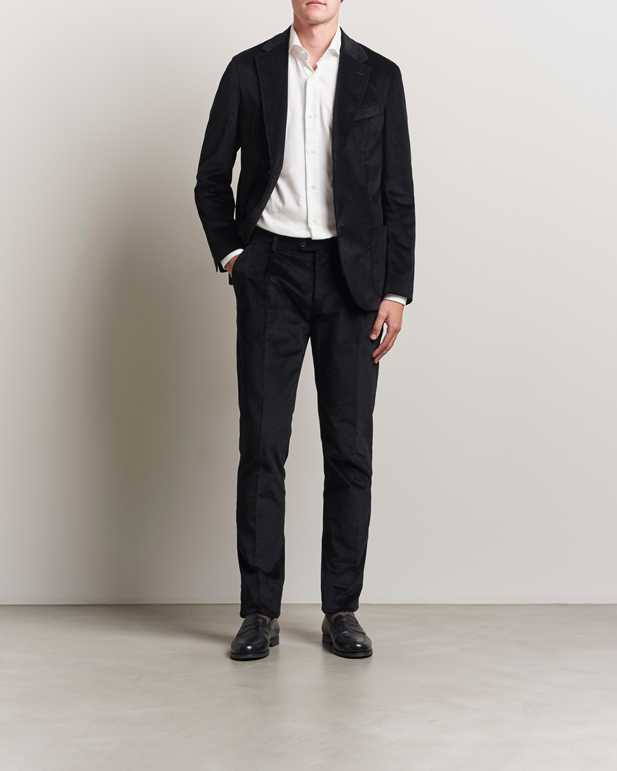 Herre | Skjorter | 100Hands | Herringbone Flannel Cut Away Shirt White
