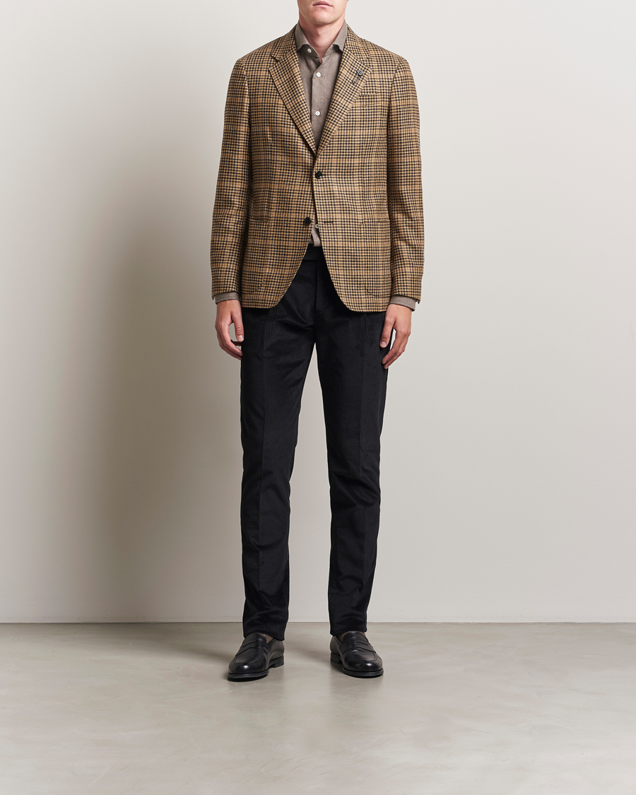 Herre | Skjorter | 100Hands | Herringbone Flannel Cut Away Shirt Caramel