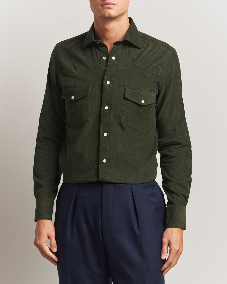 Herre | Skjorter | 100Hands | Western Cord Shirt Olive