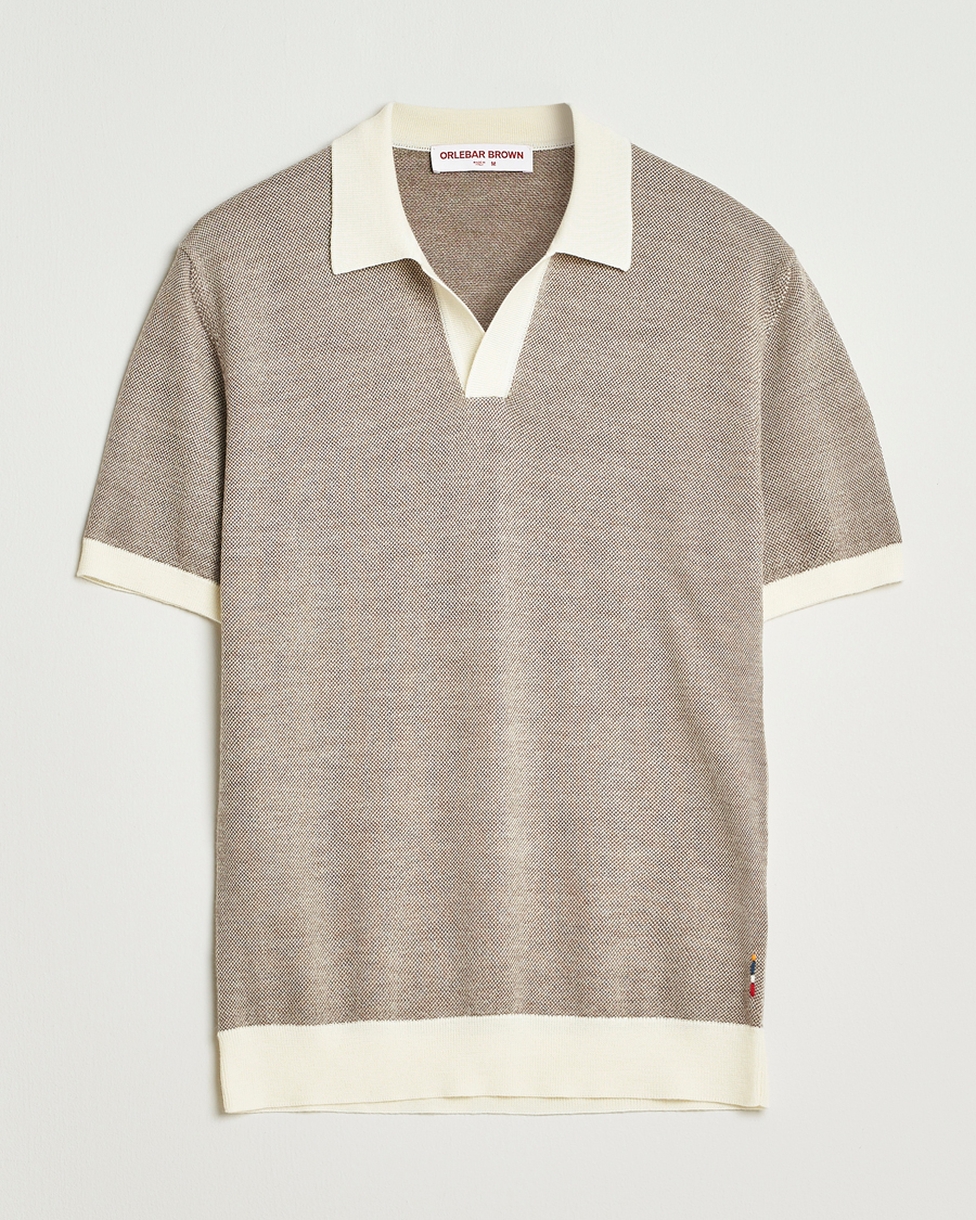 Herre | Polotrøjer | Orlebar Brown | Horton Contrast Merino Polo Morel Brown/Sand