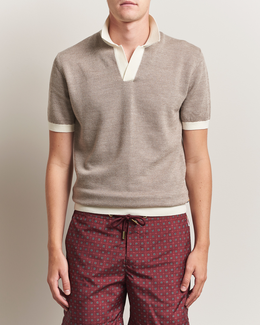 Herre | Polotrøjer | Orlebar Brown | Horton Contrast Merino Polo Morel Brown/Sand