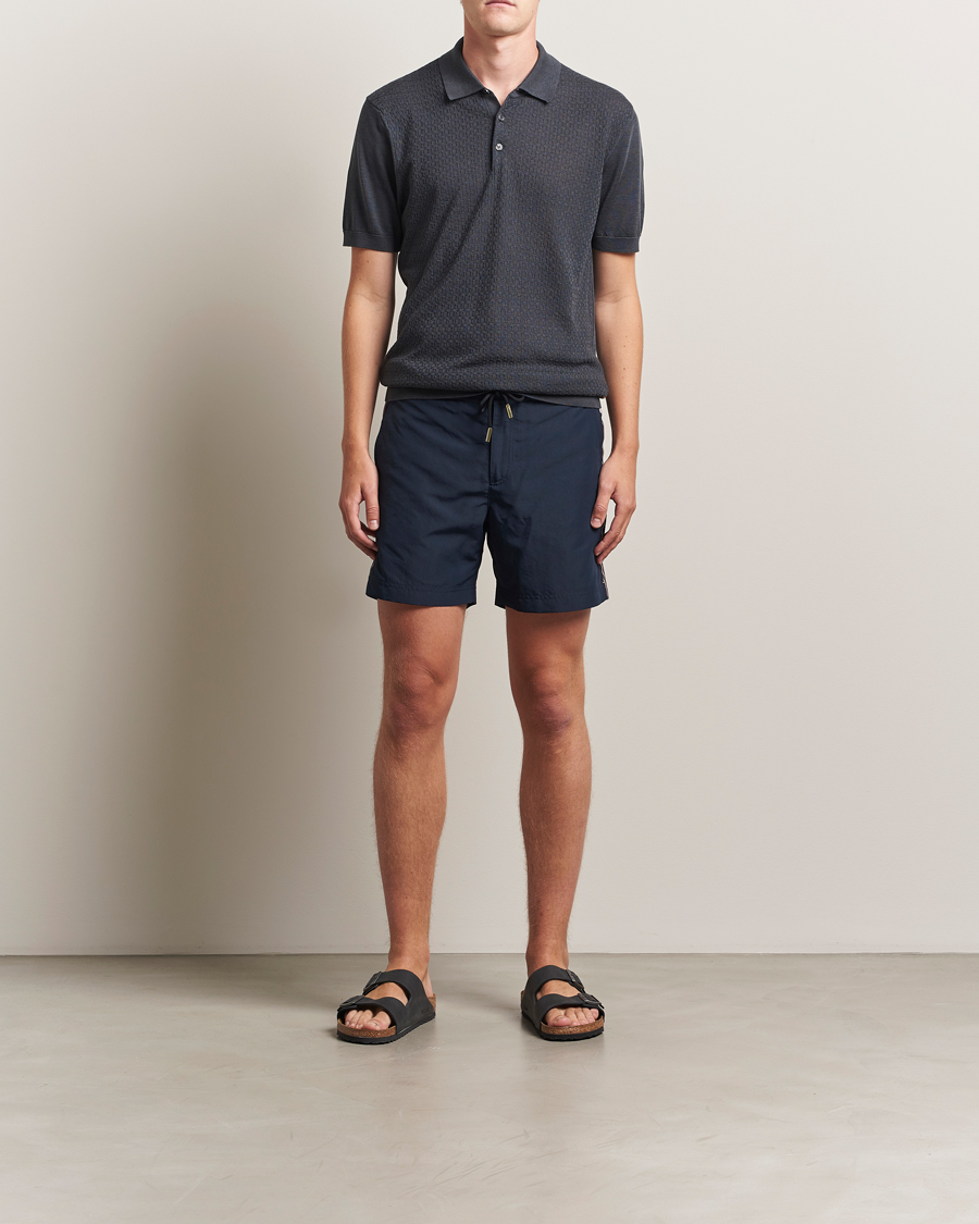 Herre | Badebukser | Orlebar Brown | Bulldog Drawcord Stripe Swimshorts Night Iris