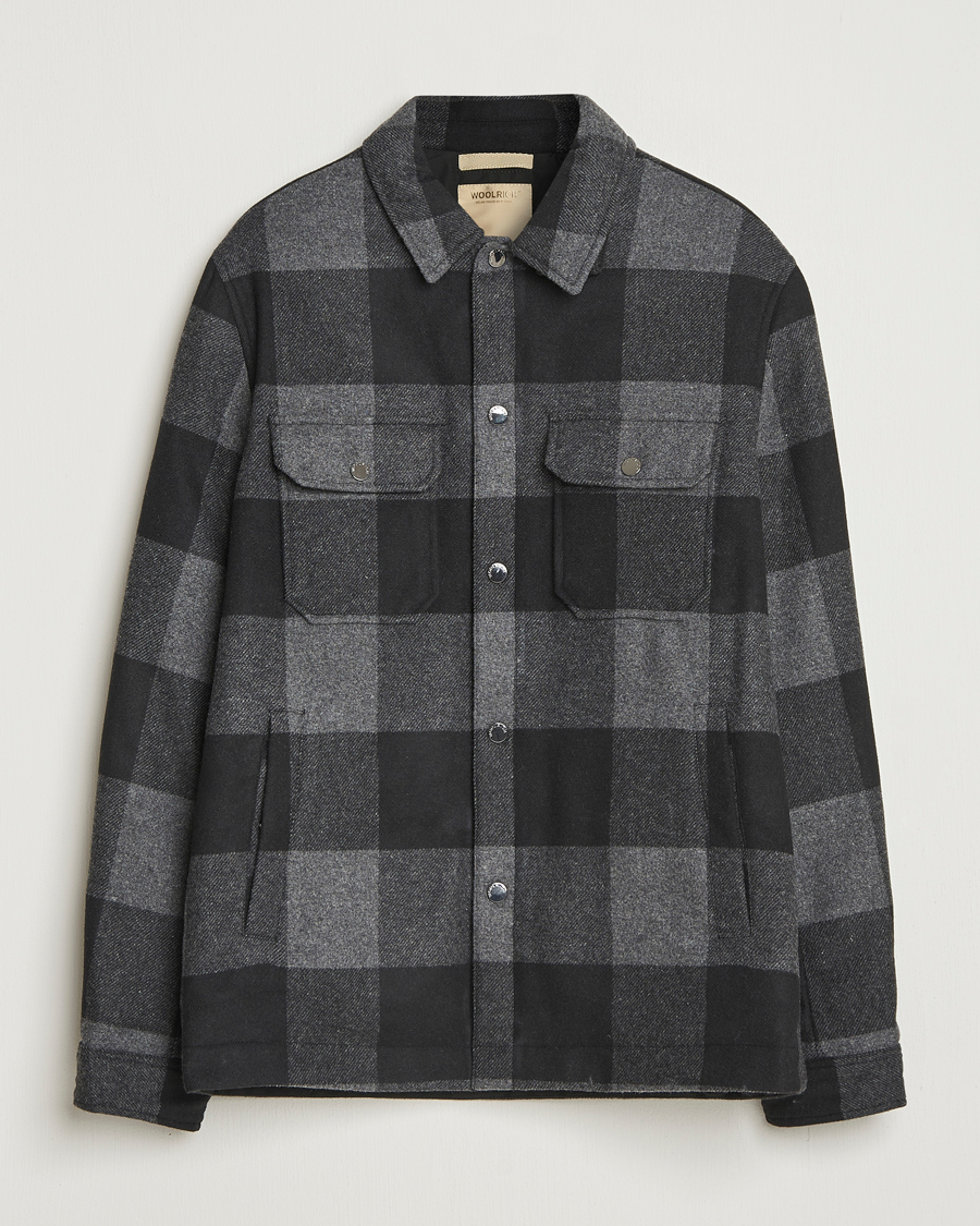 Herre | Jakker | Woolrich | Alaskan Melton Wool Shirt Jacket Charcoal Buffalo