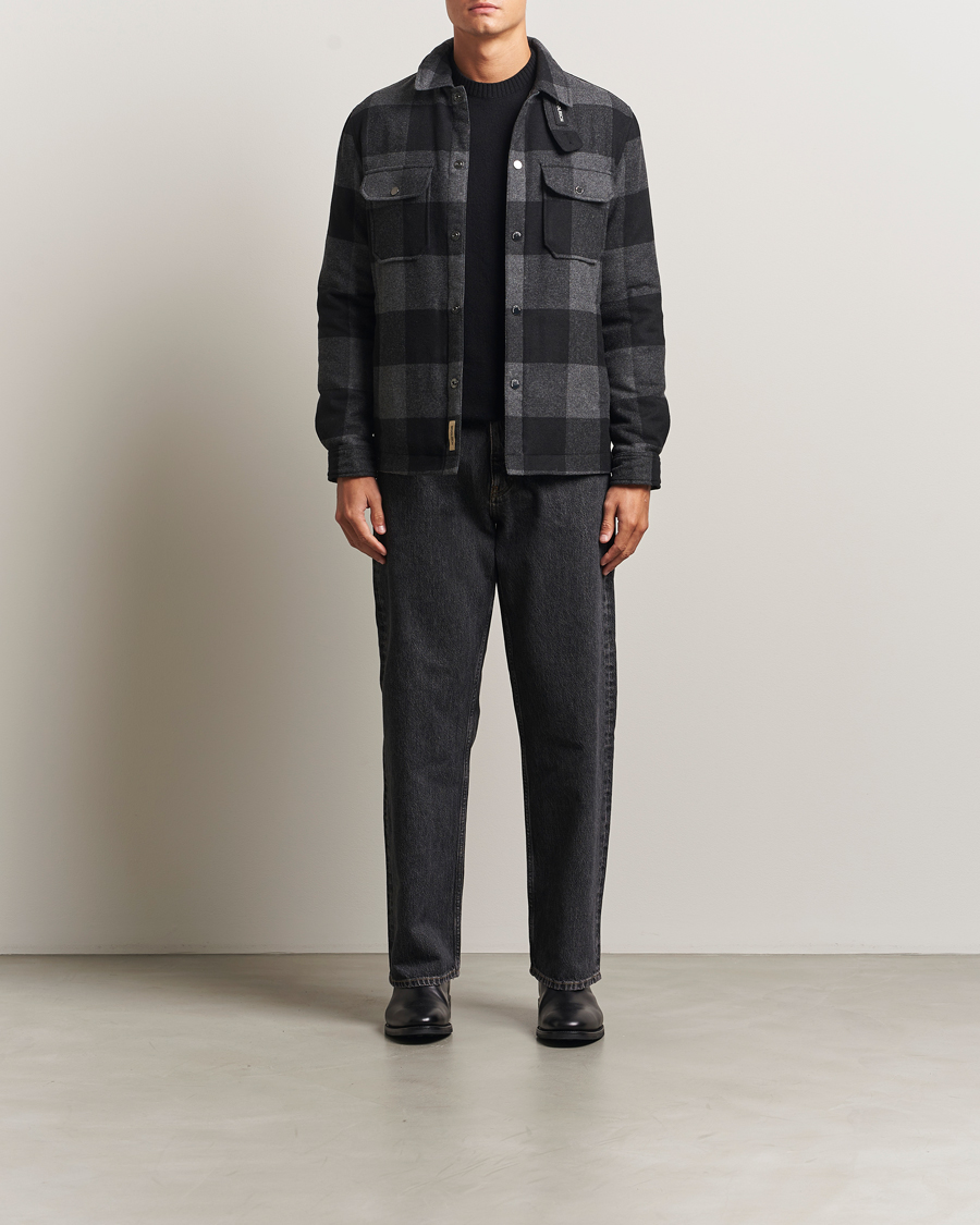 Herre | Jakker | Woolrich | Alaskan Melton Wool Shirt Jacket Charcoal Buffalo