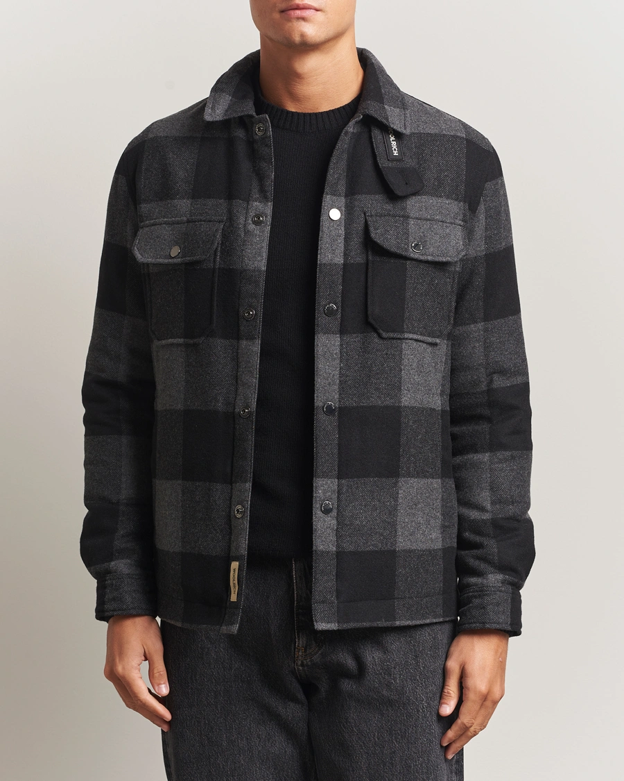Herre | Jakker | Woolrich | Alaskan Melton Wool Shirt Jacket Charcoal Buffalo