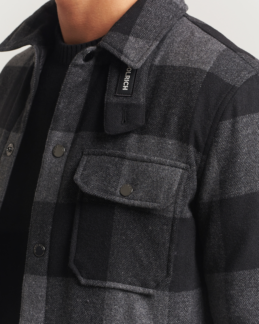 Herre | Jakker | Woolrich | Alaskan Melton Wool Shirt Jacket Charcoal Buffalo