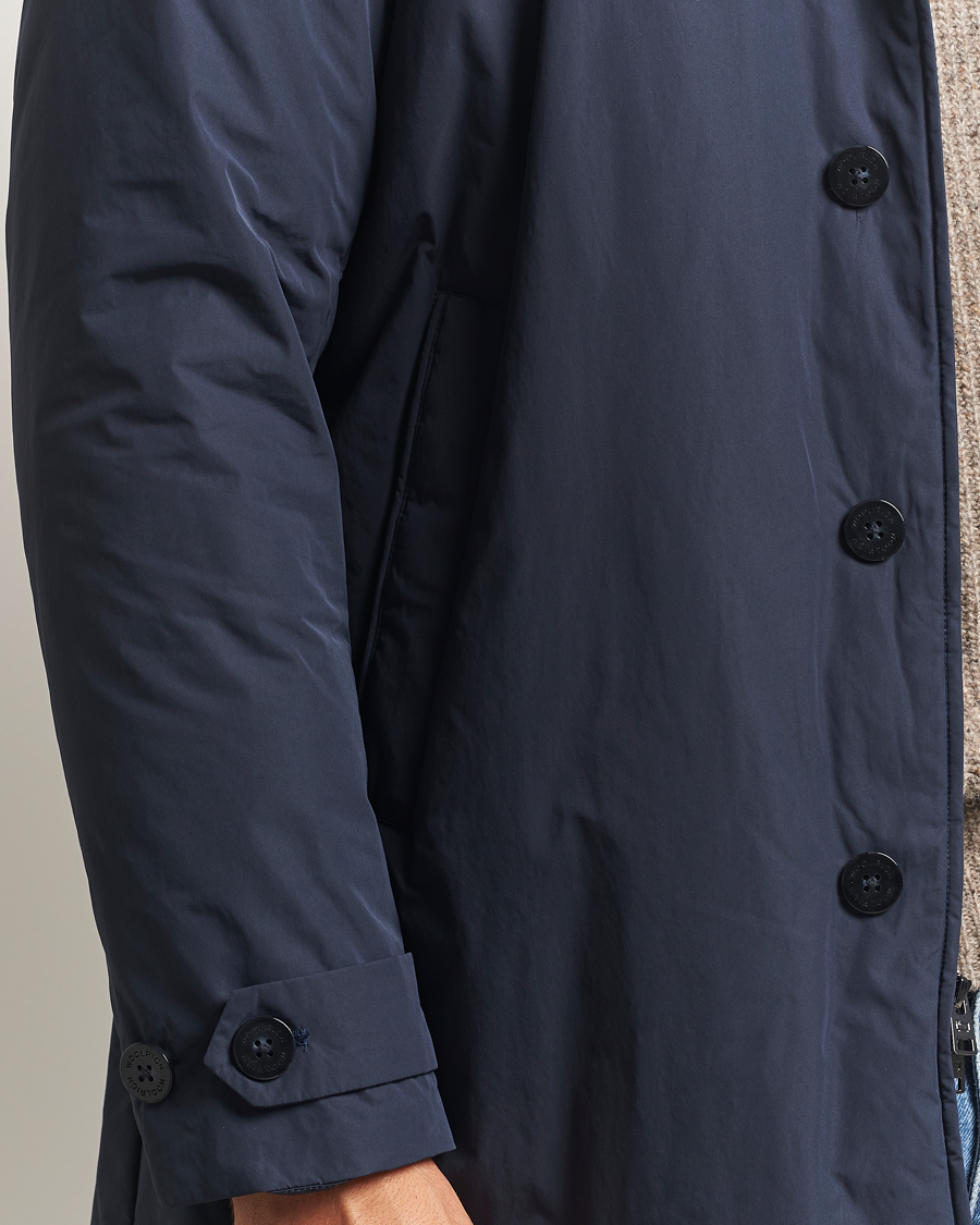 Herre | Jakker | Woolrich | Peached Primaloft Padded Carcoat Melton Blue