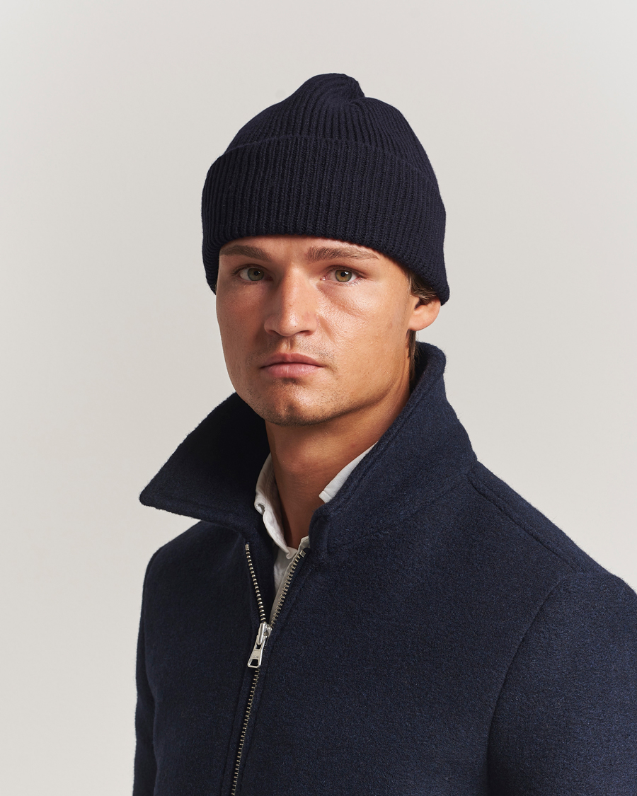 Herre | Huer | Robert Mackie | Clyde Lambswool Beanie Navy