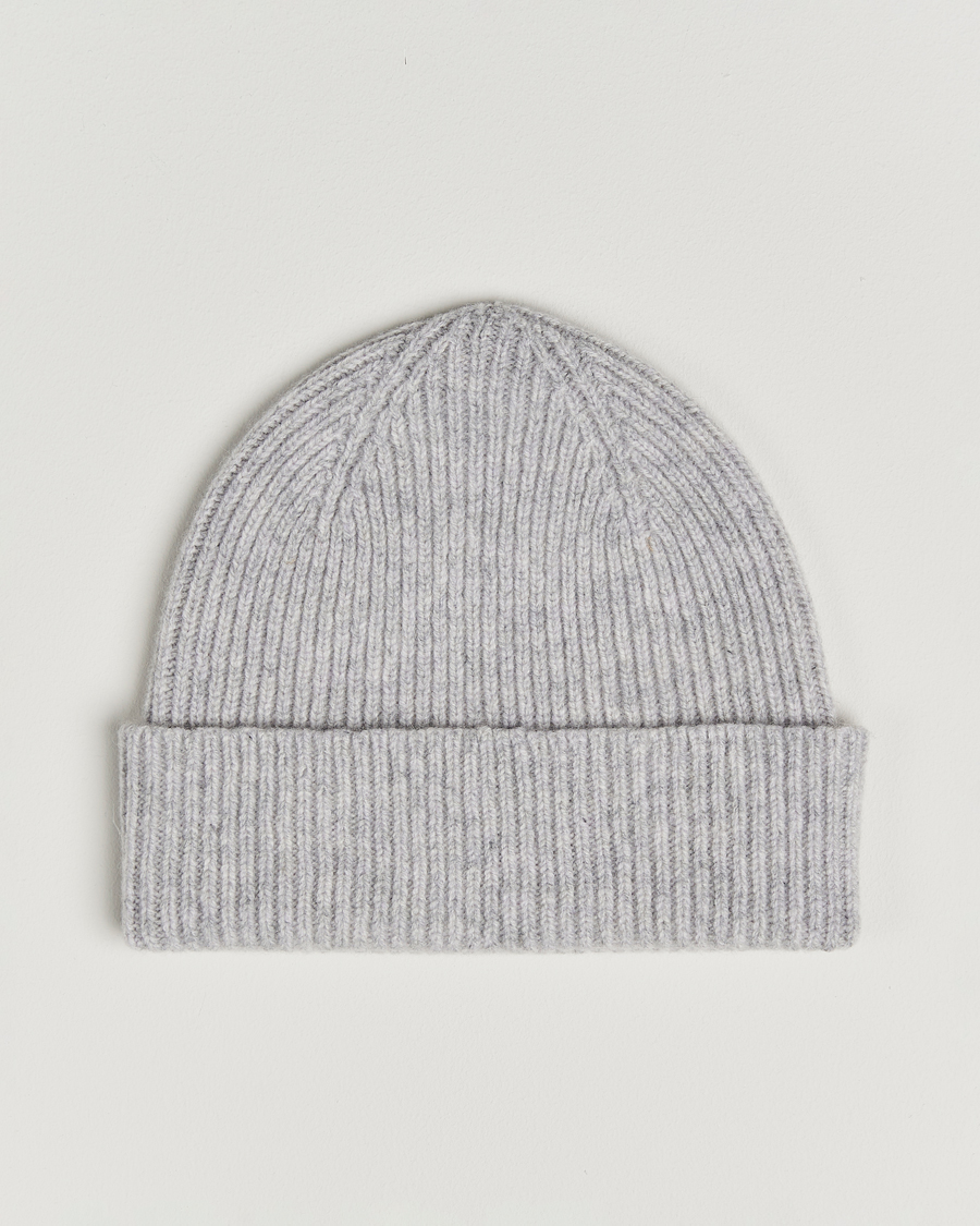 Herre | Huer | Robert Mackie | Clyde Lambswool Beanie Pearl Grey