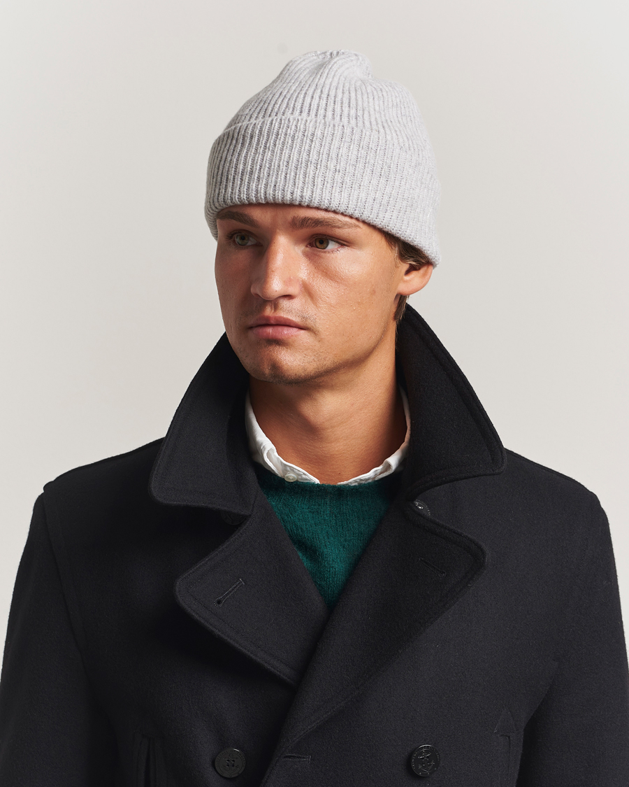 Herre | Huer | Robert Mackie | Clyde Lambswool Beanie Pearl Grey