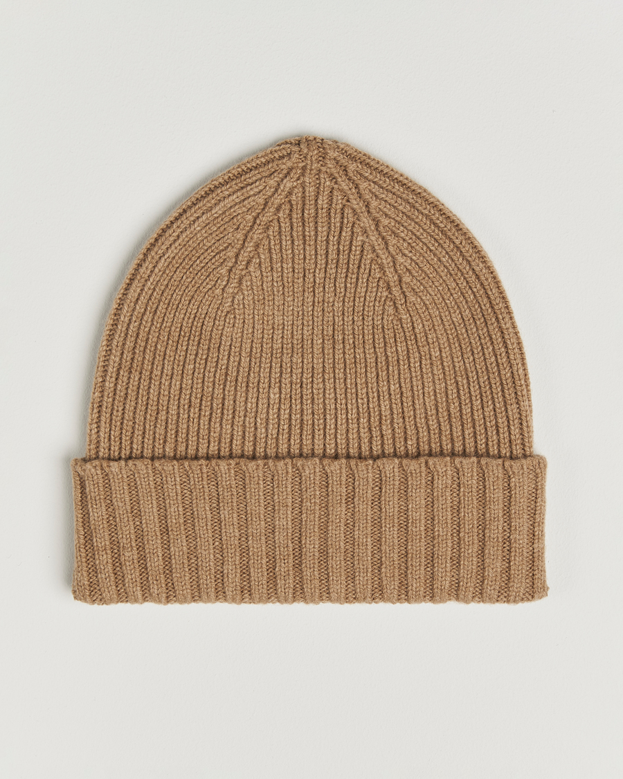 Herre | Huer | Robert Mackie | Kingswell Ribbed Wool/Cashmere Beanie Beige