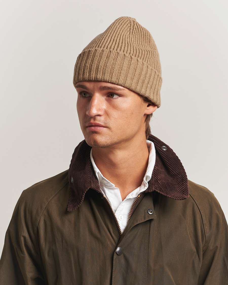 Herre | Huer | Robert Mackie | Kingswell Ribbed Wool/Cashmere Beanie Beige