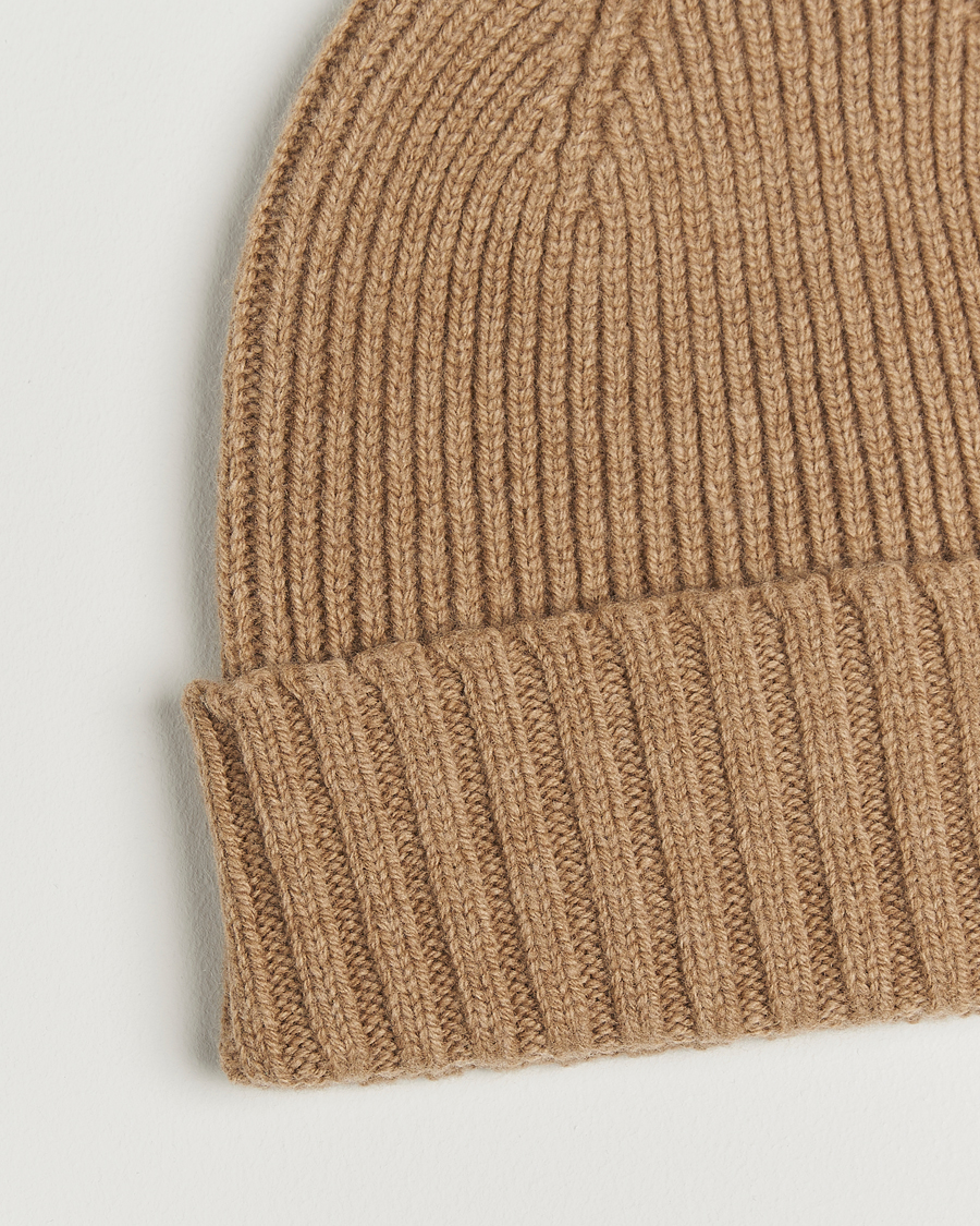 Herre | Huer | Robert Mackie | Kingswell Ribbed Wool/Cashmere Beanie Beige