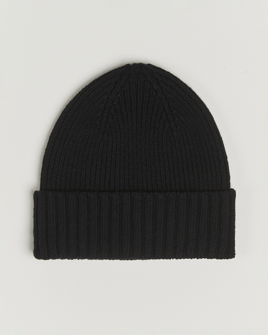 Herre | Huer | Robert Mackie | Kingswell Ribbed Wool/Cashmere Beanie Black