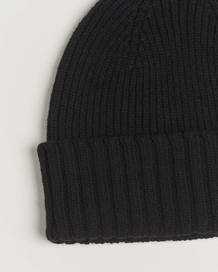 Herre | Huer | Robert Mackie | Kingswell Ribbed Wool/Cashmere Beanie Black