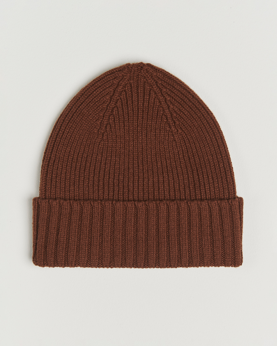 Herre | Huer | Robert Mackie | Kingswell Ribbed Wool/Cashmere Beanie Brown
