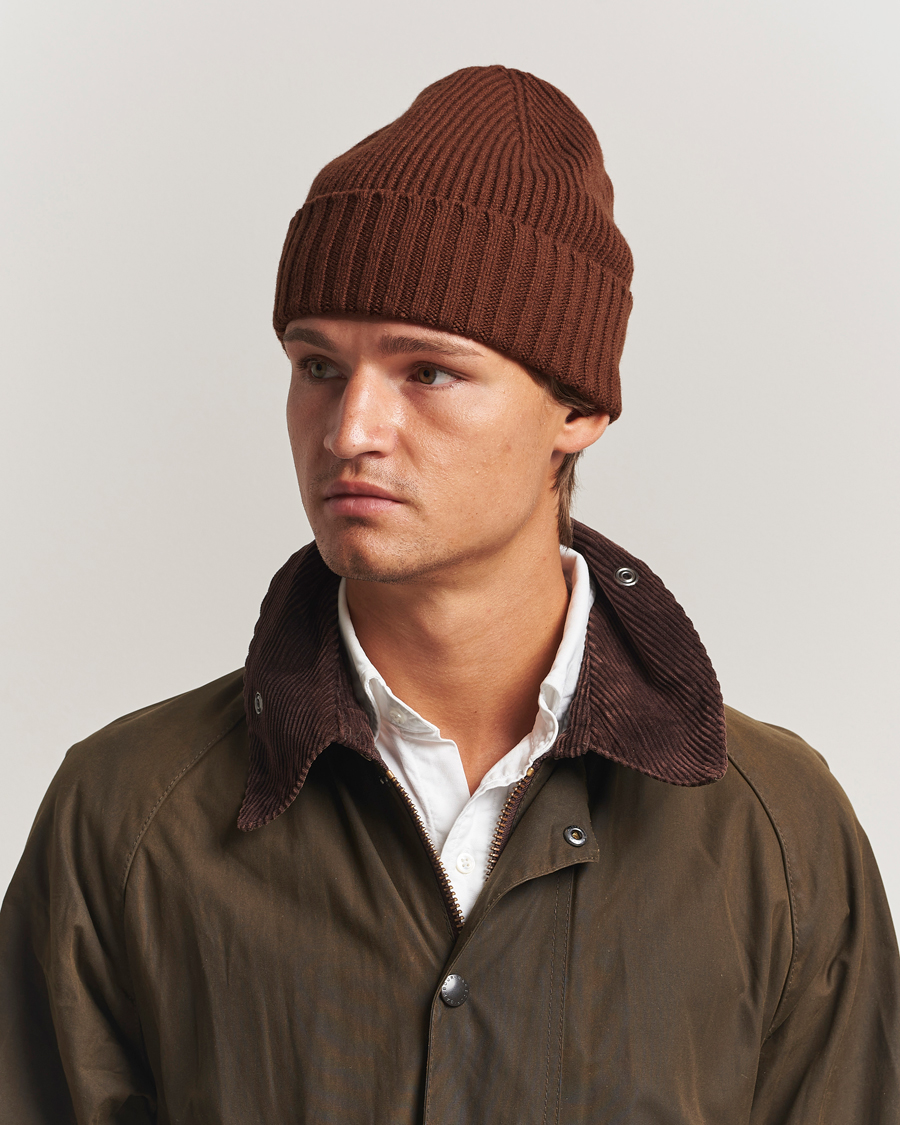Herre | Huer | Robert Mackie | Kingswell Ribbed Wool/Cashmere Beanie Brown