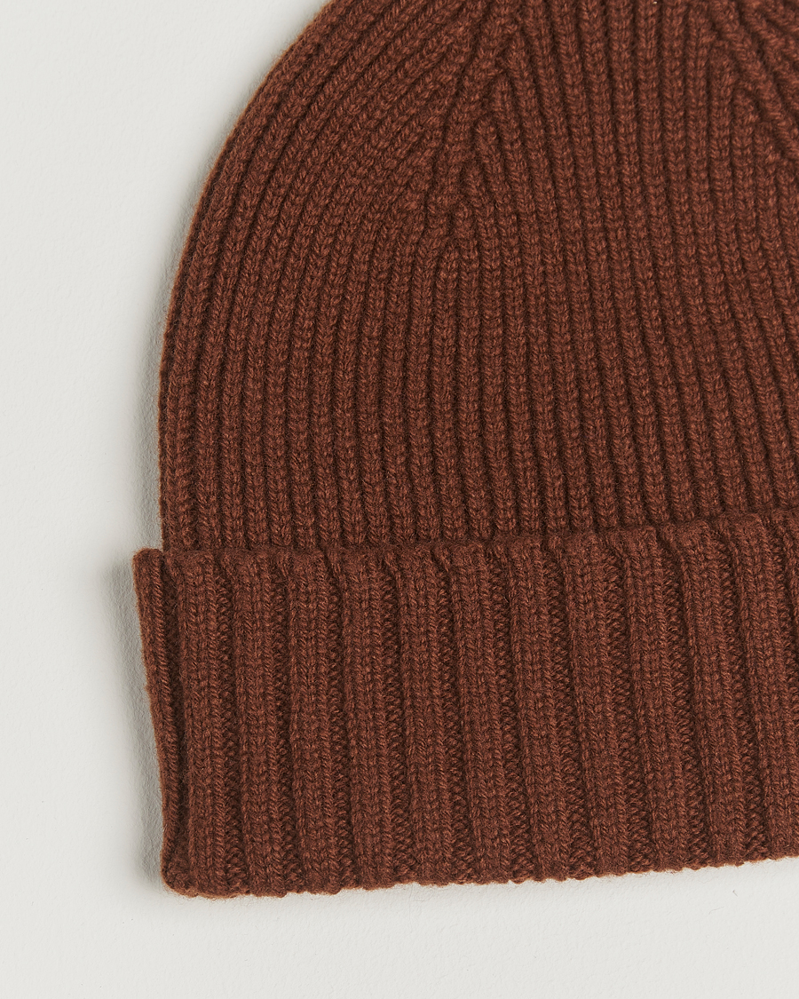 Herre | Huer | Robert Mackie | Kingswell Ribbed Wool/Cashmere Beanie Brown