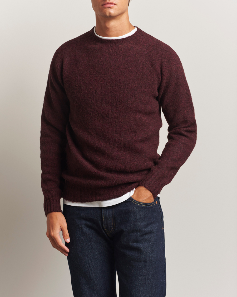Herre | Trøjer | Harley Of Scotland | Brushed Supersoft Lambswool Crewneck Beetroot