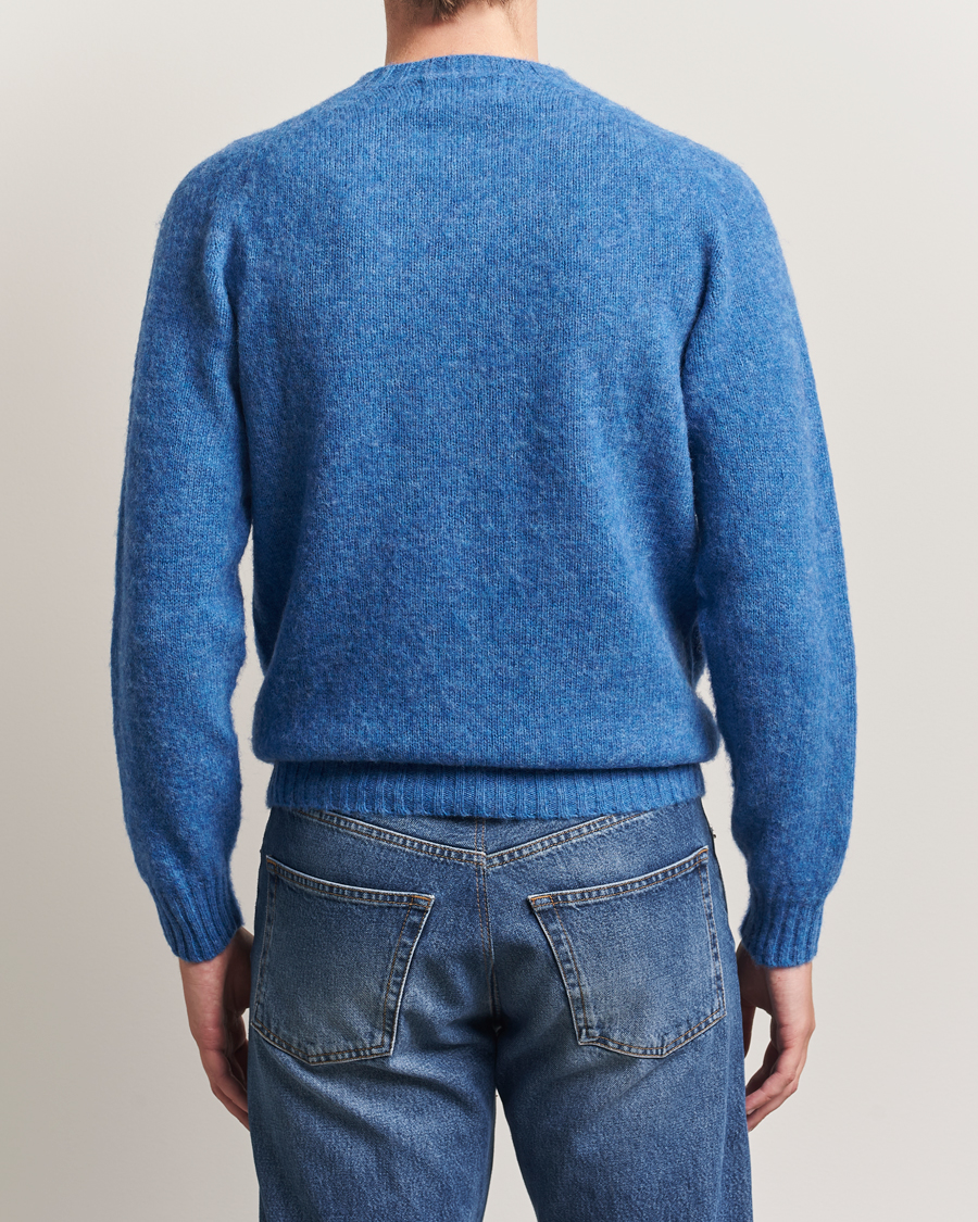 Herre | Trøjer | Harley Of Scotland | Brushed Supersoft Lambswool Crewneck Cobalt