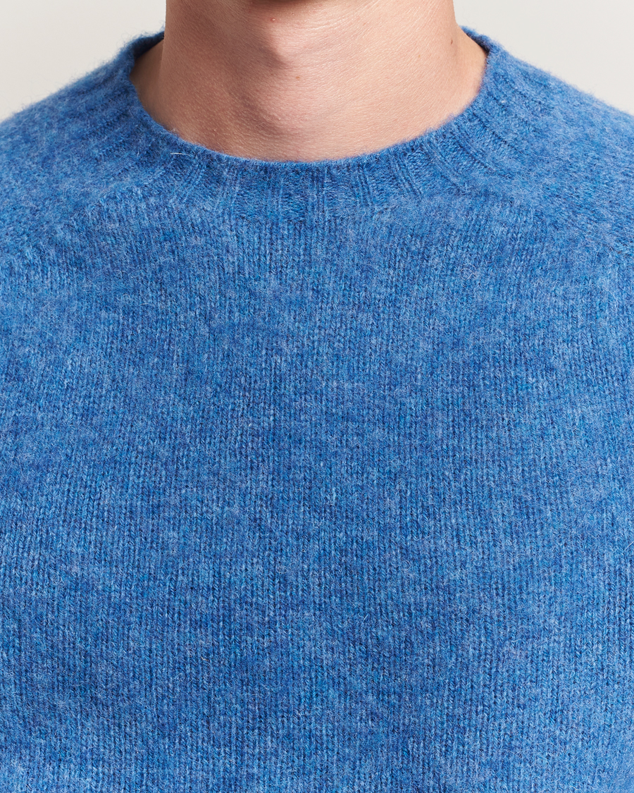 Herre | Trøjer | Harley Of Scotland | Brushed Supersoft Lambswool Crewneck Cobalt
