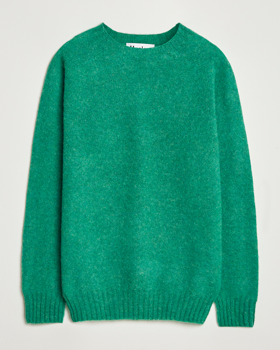 Herre | Trøjer | Harley Of Scotland | Brushed Supersoft Lambswool Crewneck Evergreen