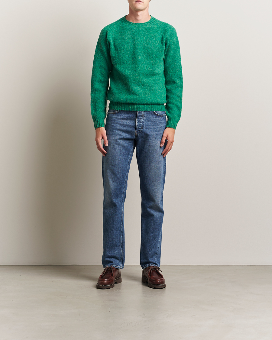 Herre | Trøjer | Harley Of Scotland | Brushed Supersoft Lambswool Crewneck Evergreen