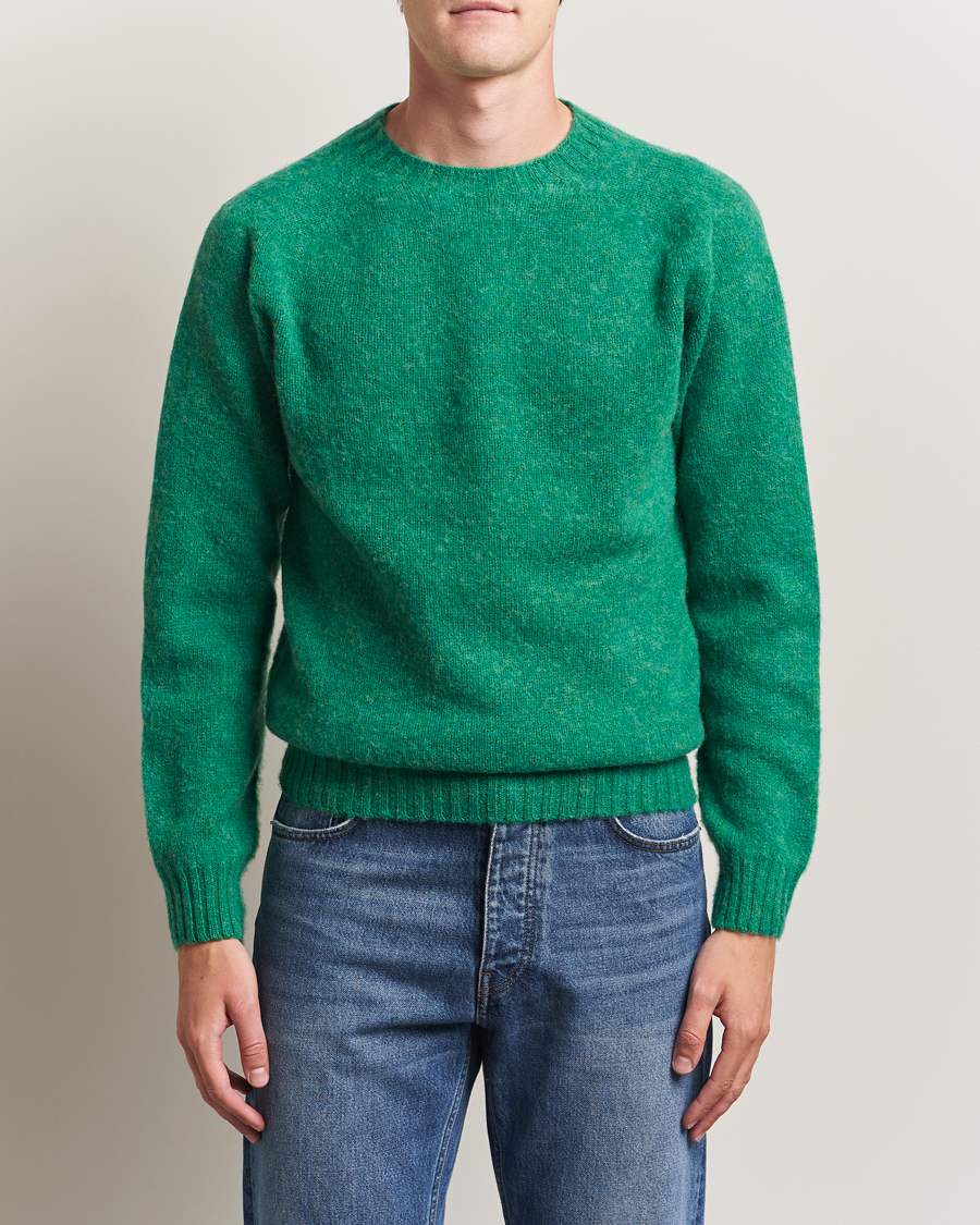 Herre | Trøjer | Harley Of Scotland | Brushed Supersoft Lambswool Crewneck Evergreen