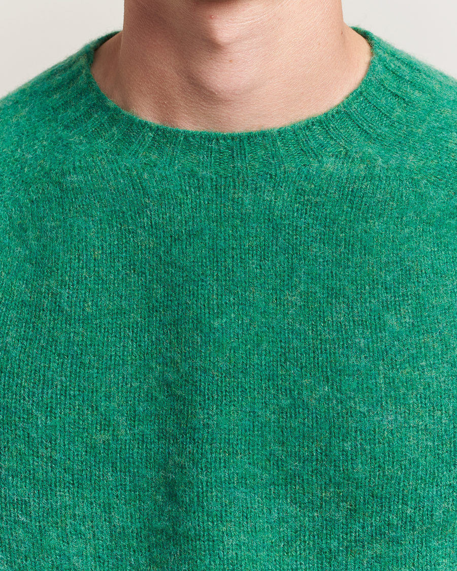 Herre | Trøjer | Harley Of Scotland | Brushed Supersoft Lambswool Crewneck Evergreen
