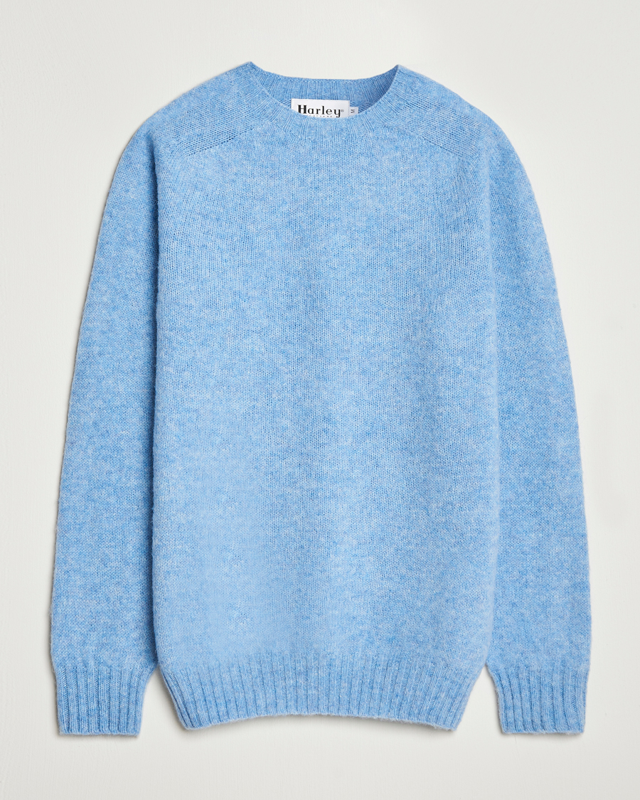 Herre | Trøjer | Harley Of Scotland | Brushed Supersoft Lambswool Crewneck Glacier