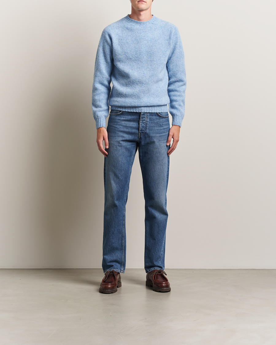 Herre | Trøjer | Harley Of Scotland | Brushed Supersoft Lambswool Crewneck Glacier
