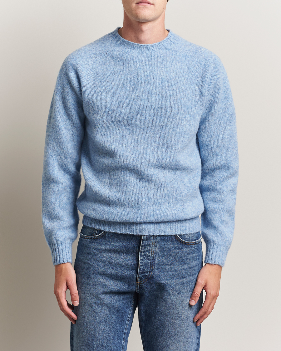 Herre | Trøjer | Harley Of Scotland | Brushed Supersoft Lambswool Crewneck Glacier