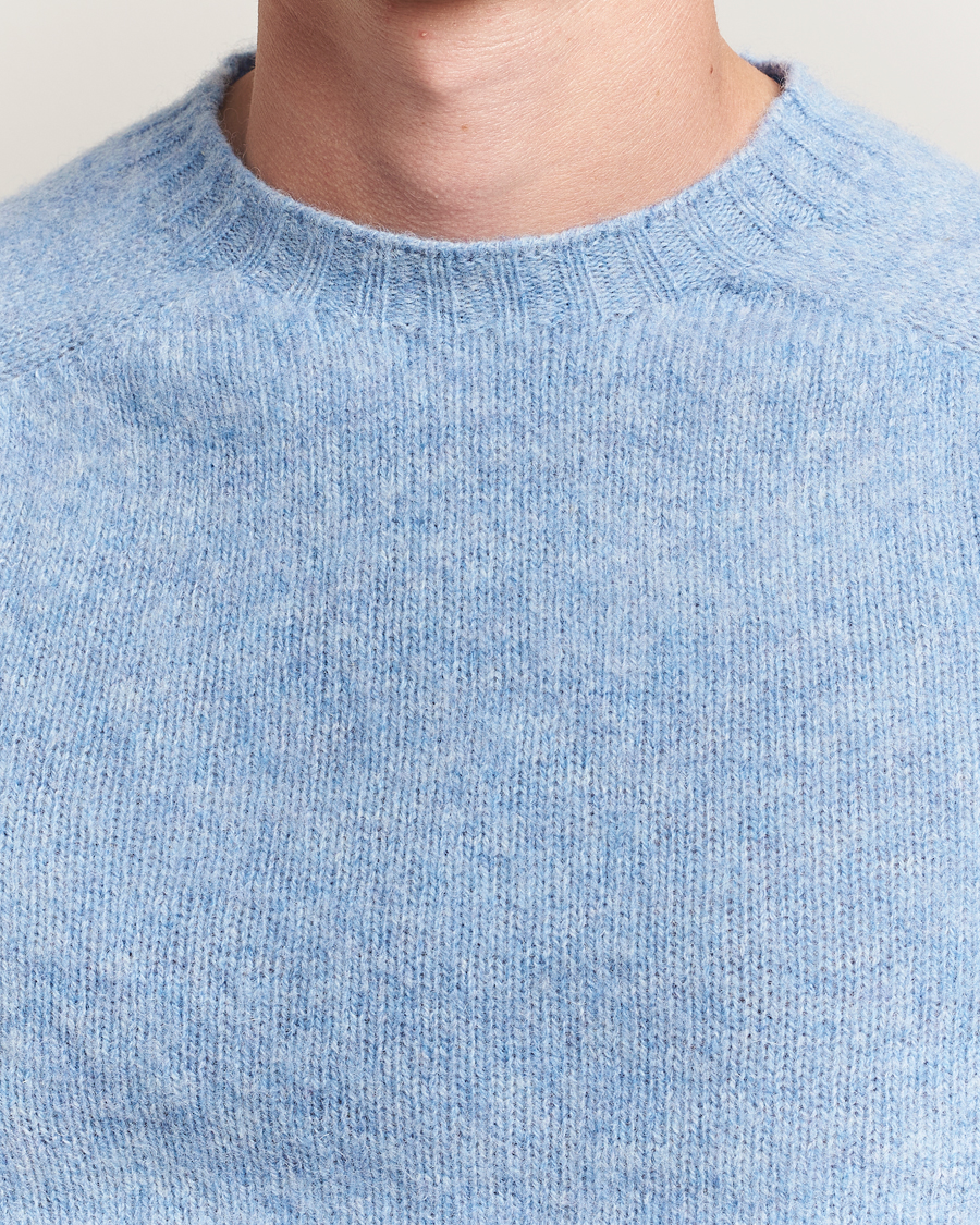 Herre | Trøjer | Harley Of Scotland | Brushed Supersoft Lambswool Crewneck Glacier