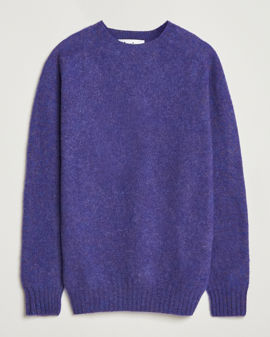 Herre | Trøjer | Harley Of Scotland | Brushed Supersoft Lambswool Crewneck Iris