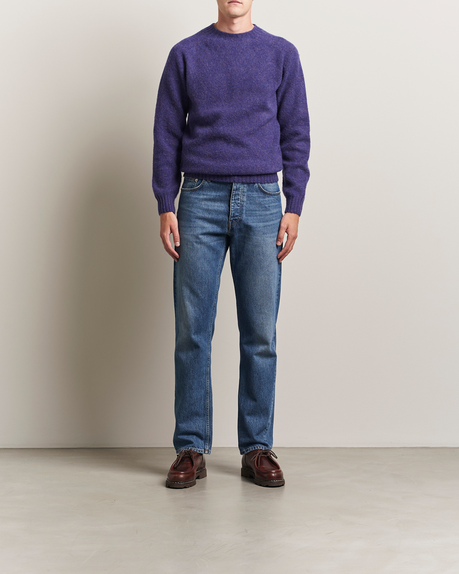 Herre | Trøjer | Harley Of Scotland | Brushed Supersoft Lambswool Crewneck Iris