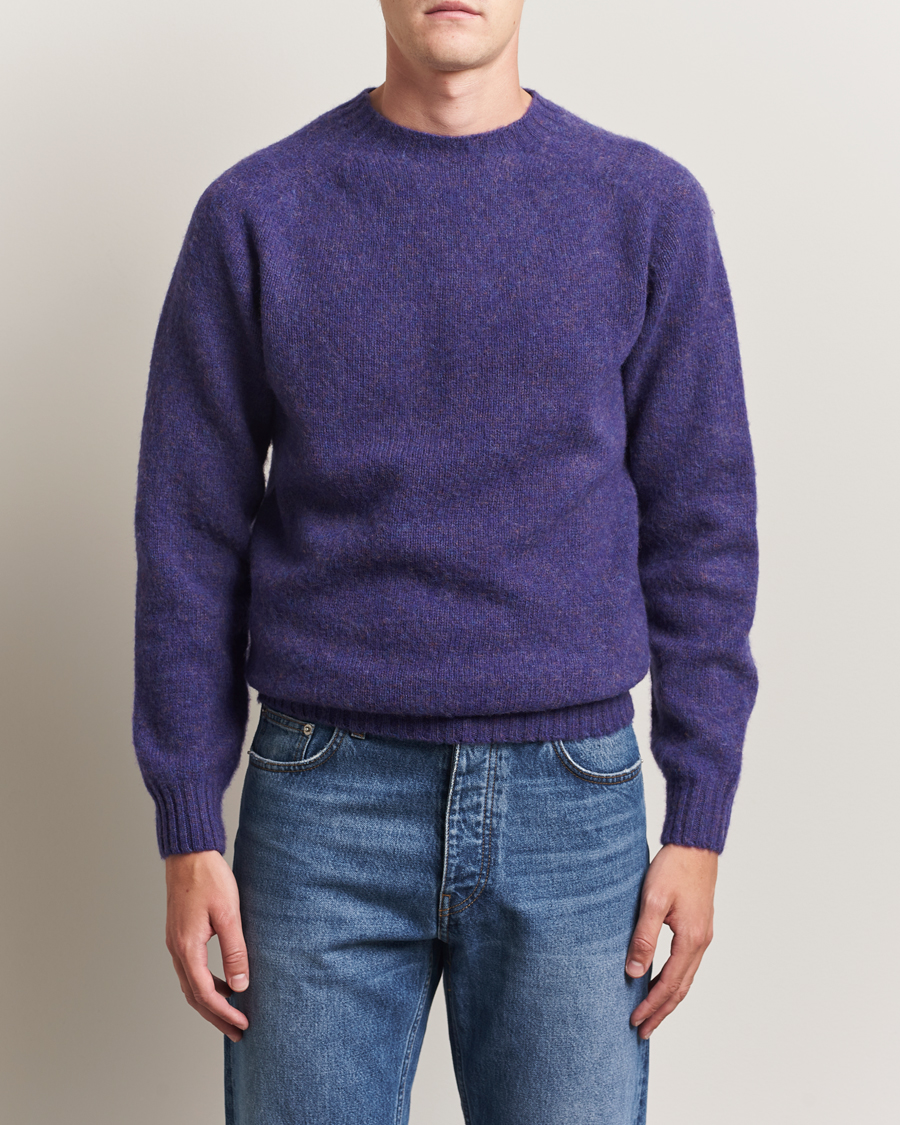 Herre | Trøjer | Harley Of Scotland | Brushed Supersoft Lambswool Crewneck Iris