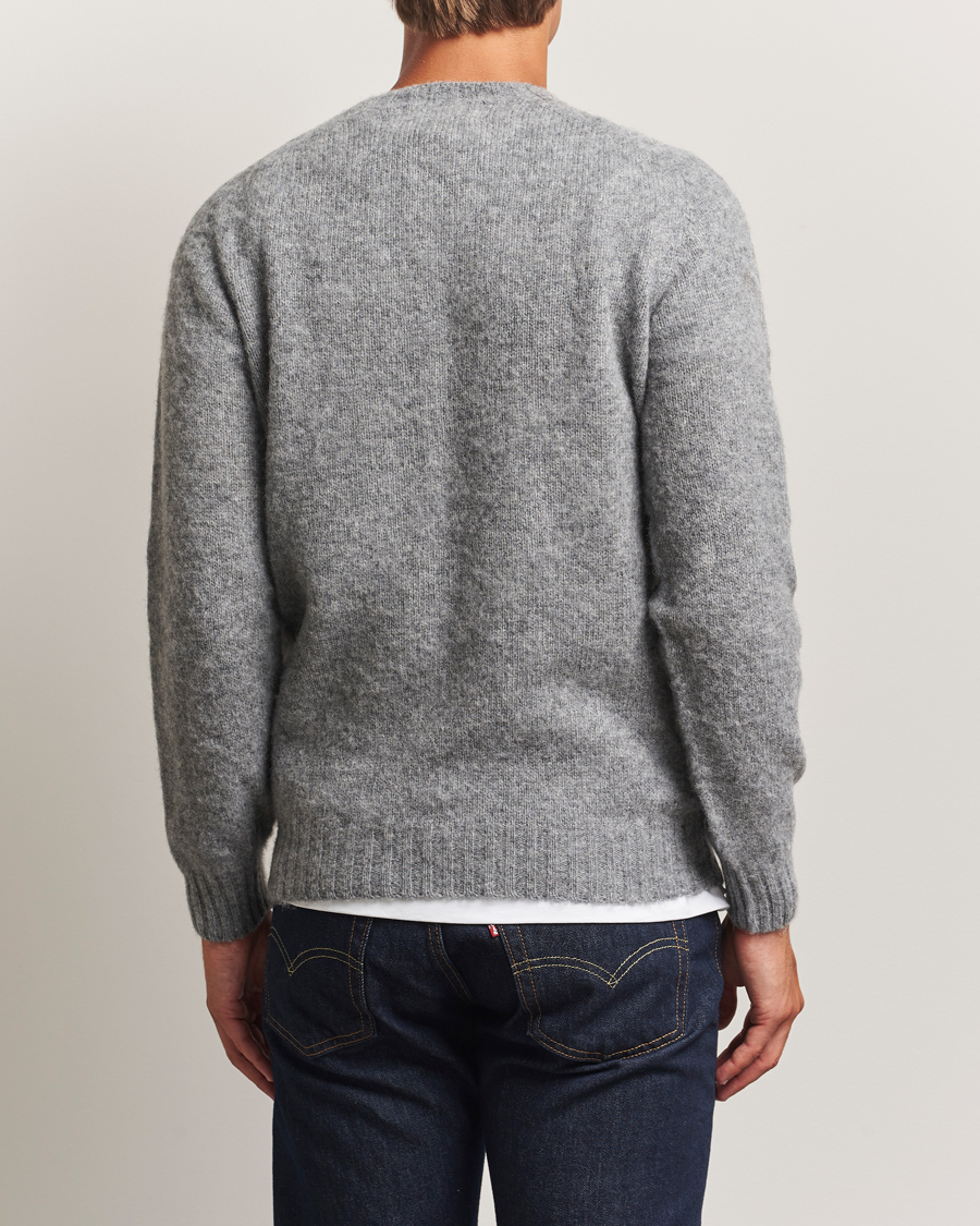 Herre | Trøjer | Harley Of Scotland | Brushed Supersoft Lambswool Crewneck Mid Grey