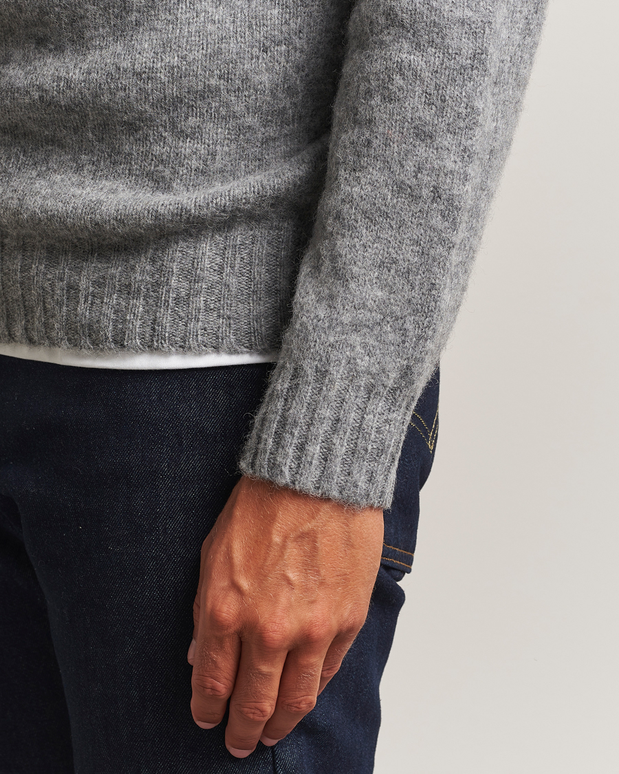 Herre | Trøjer | Harley Of Scotland | Brushed Supersoft Lambswool Crewneck Mid Grey