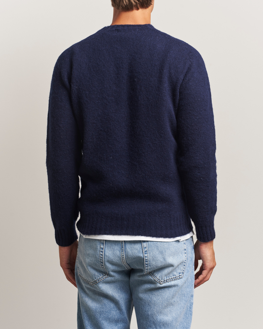 Herre | Trøjer | Harley Of Scotland | Brushed Supersoft Lambswool Crewneck Navy